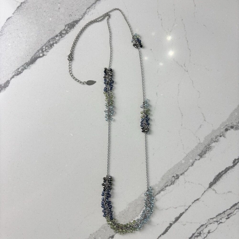 Coldwater Creek Necklace Blue Ombre Sparkle Bead Silver Tone Career Capsule Boho